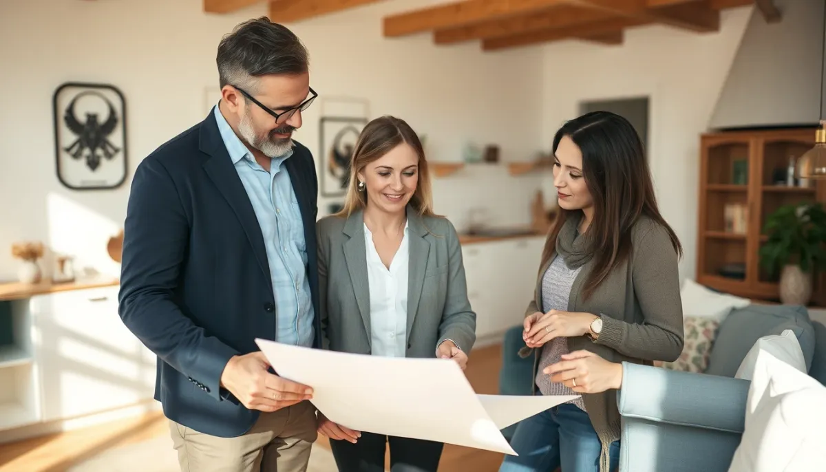 Propriétaires discutant des travaux de rénovation avec un conseiller énergétique