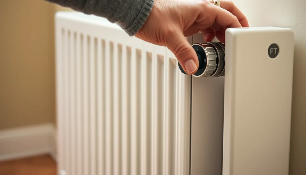 Mains d'une personne purgeant un radiateur à l'aide d'une clé de purge